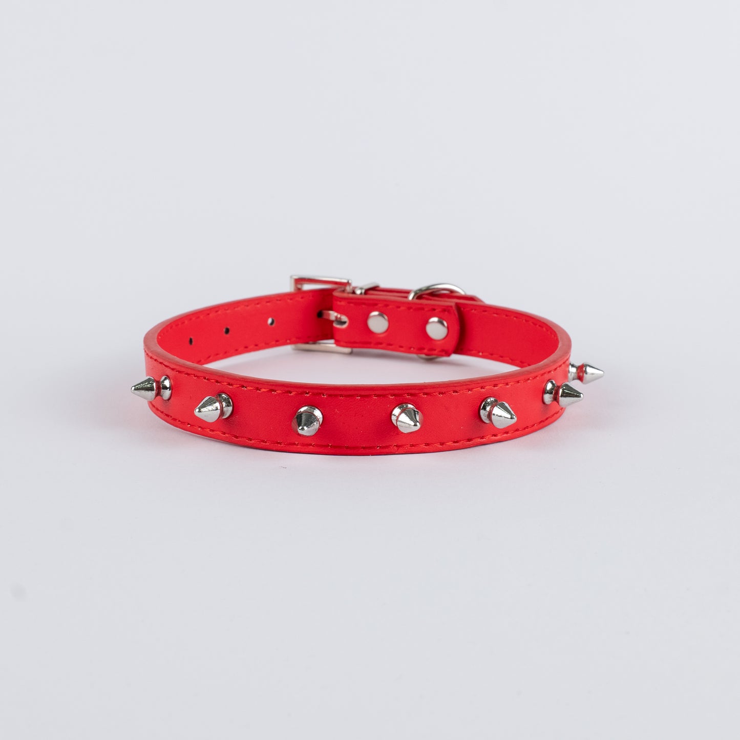 Collare per Cani in Ecopelle con Borchie - Rosso