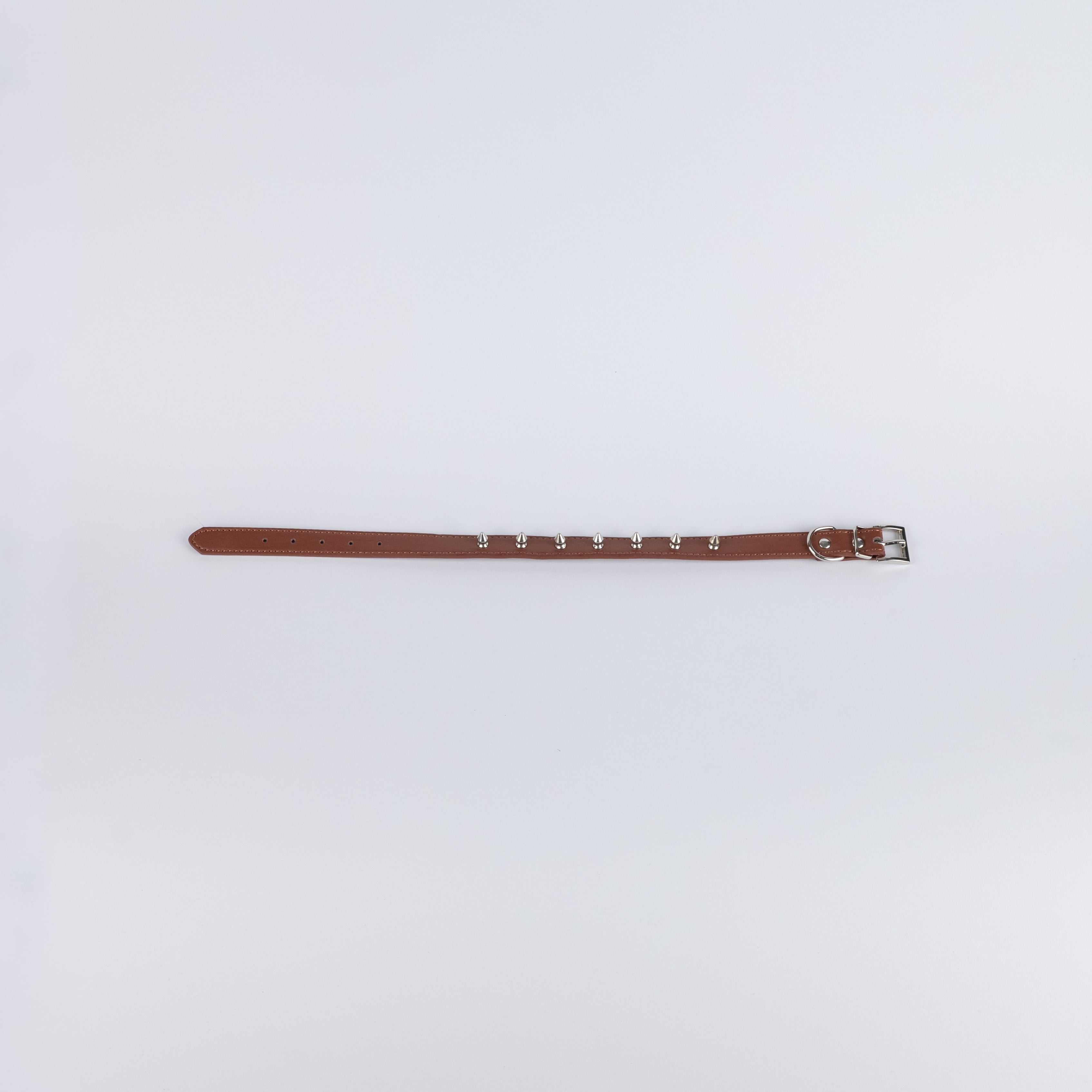 Collare per Cani in Ecopelle con Borchie - Marrone