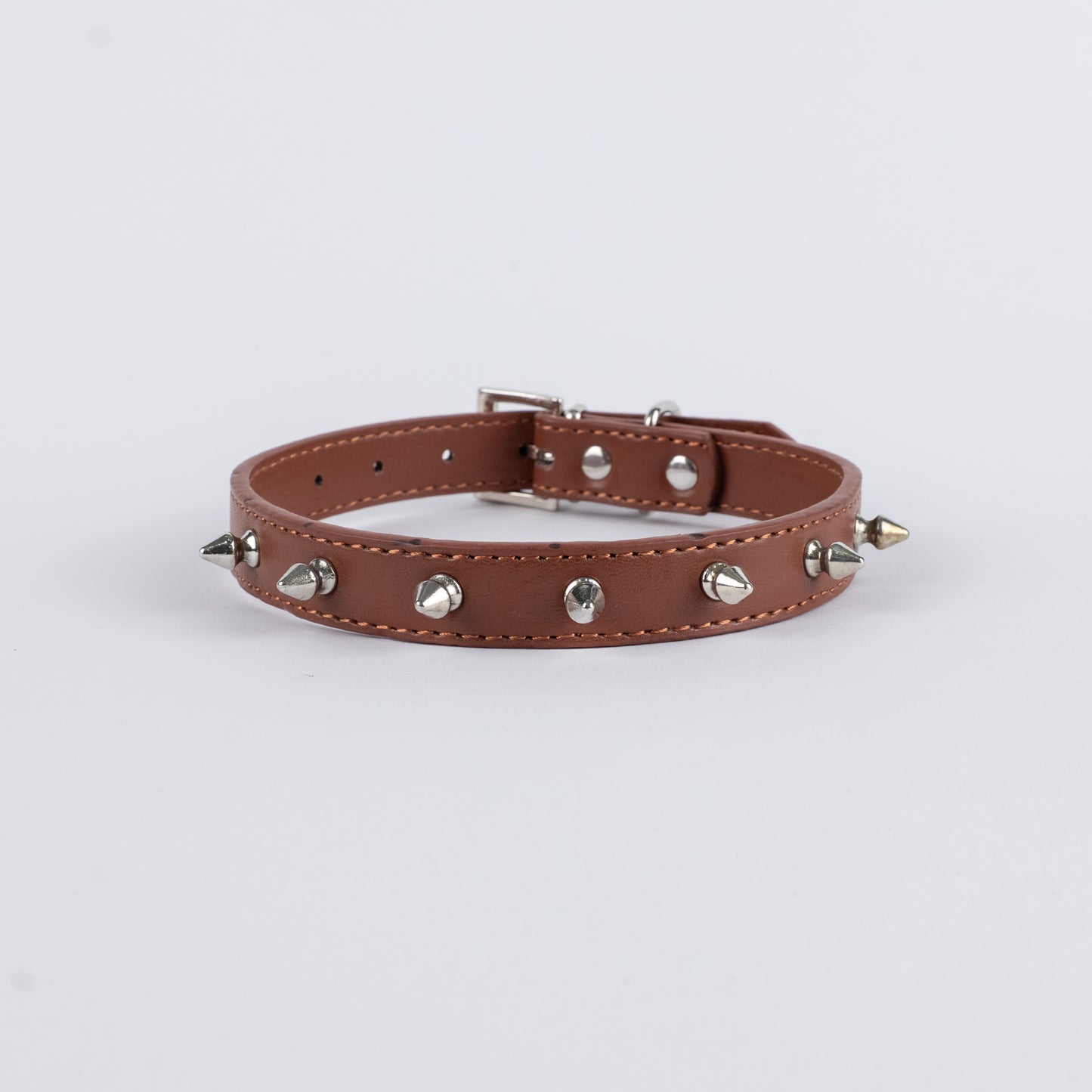 Collare per Cani in Ecopelle con Borchie - Marrone
