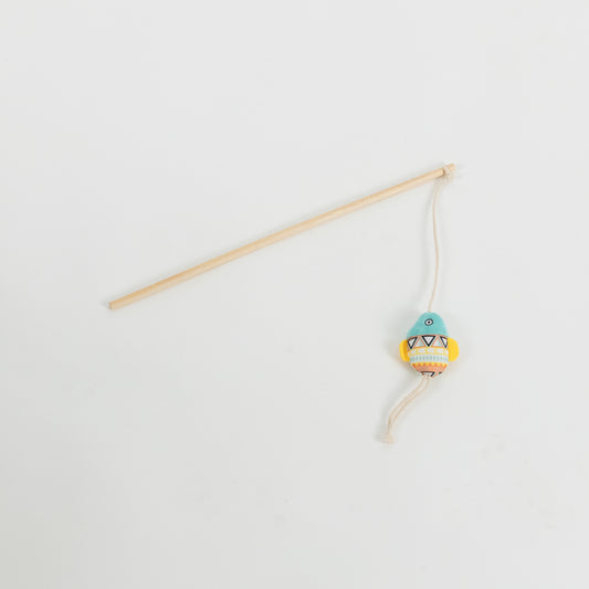 Cannetta Gioco per Gatti con Topolino Colorato - Giallo e Azzurro