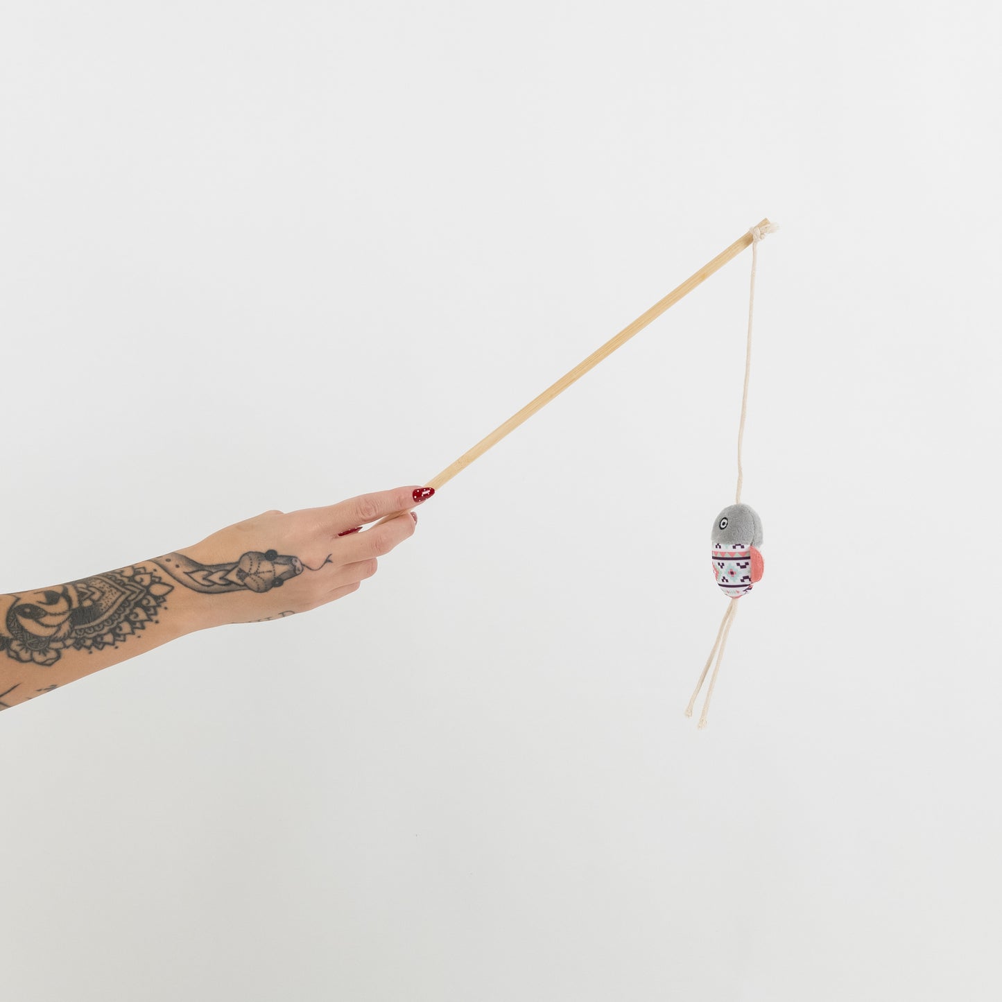 Cannetta Gioco per Gatti con Topolino Colorato - Rosa e Grigio