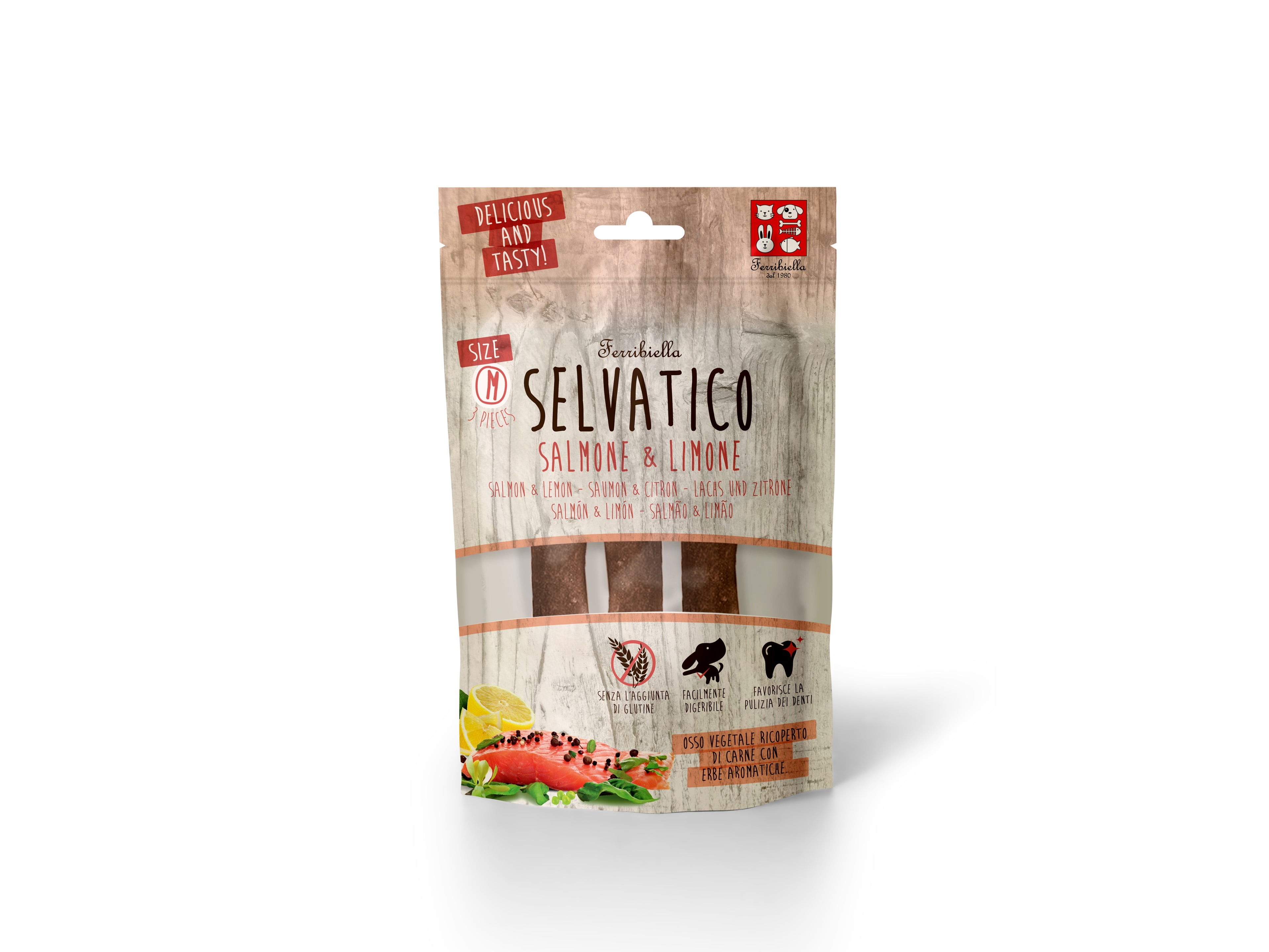 Osso Vegetale Salmone e Limone per cani - Snack Masticabile