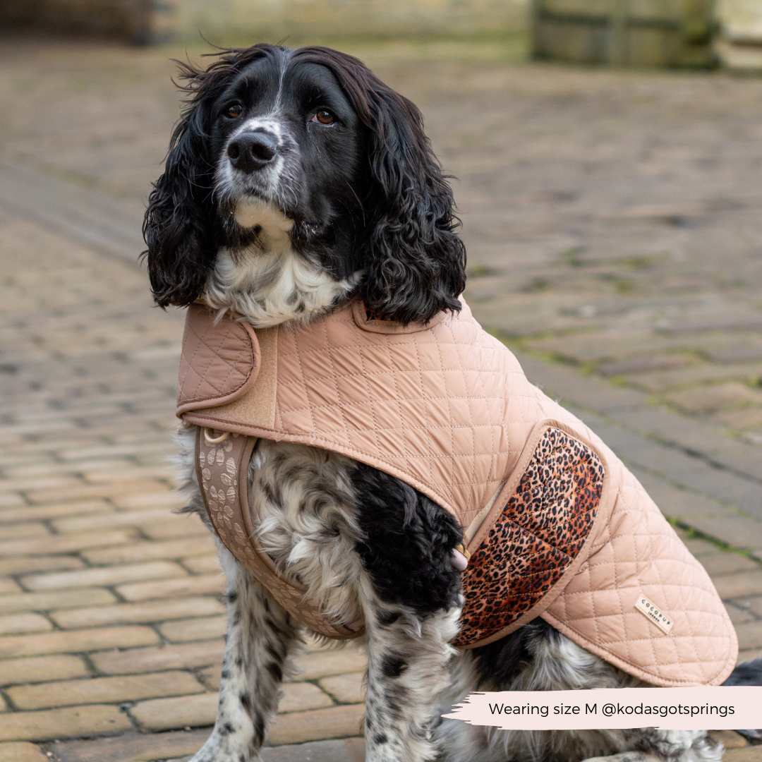 Cappotto trapuntato per cani LUXE - Cucciolo leopardato